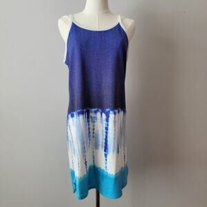 Venus Mini Sundress Beach Cover Up Tie Dye Blue Vacation Cruise Coastal Sz S